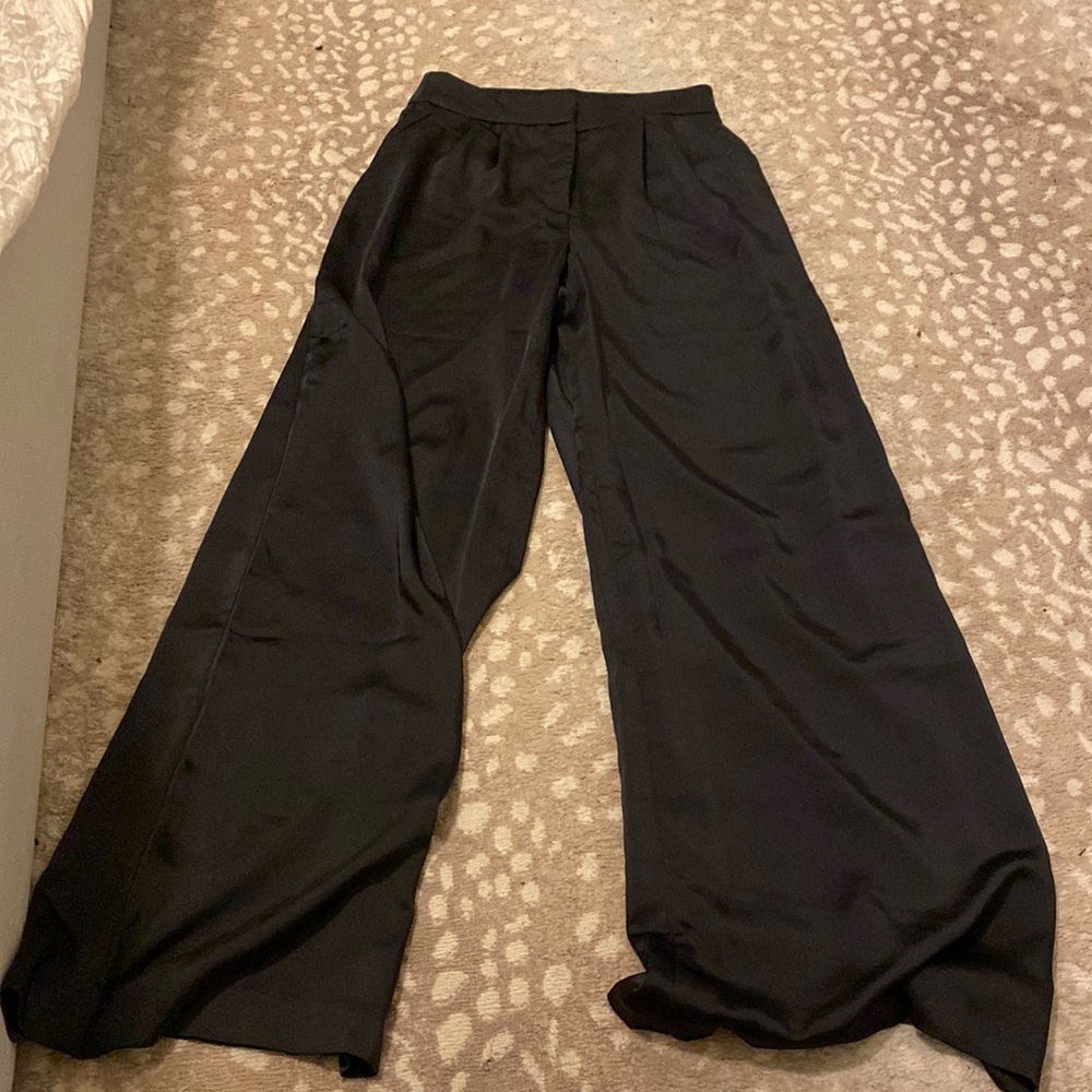 Wide Leg Satin Trousers